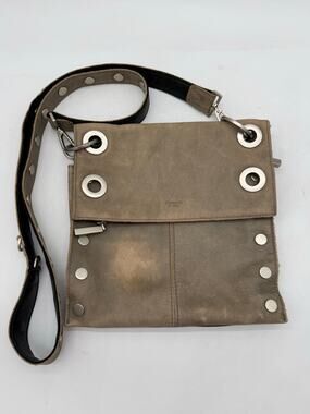 Hammitt Montana Rev Medium Reversible Crossbody Bag Black Pewter Leather Suede